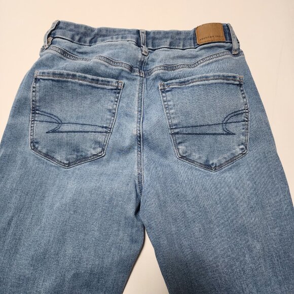 American Eagle Distressed Ripped Curvy Super High Rise Flare Jeans - Picture 3 of 9